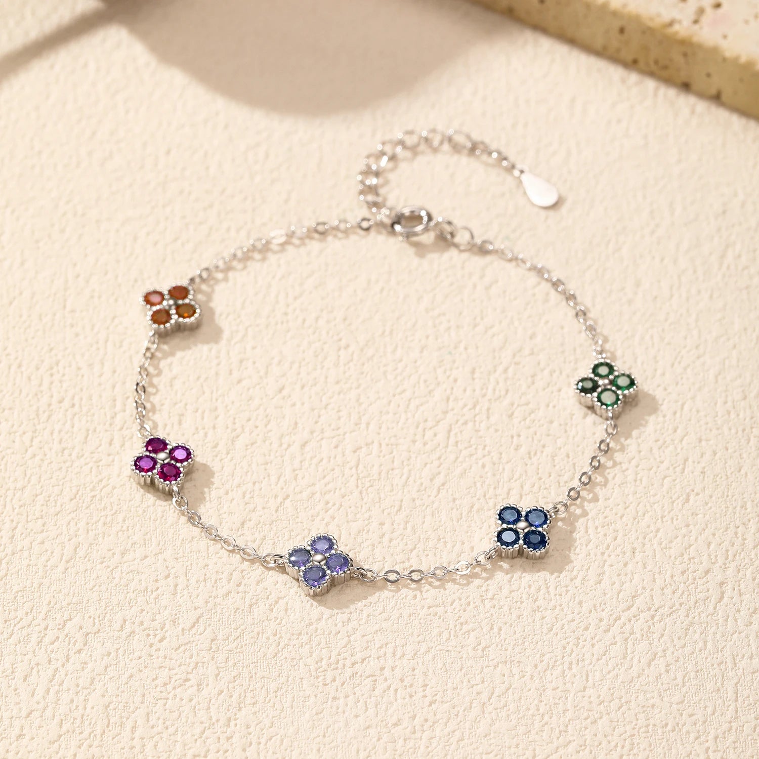 Pulseira Trevos Coloridos Prata 925