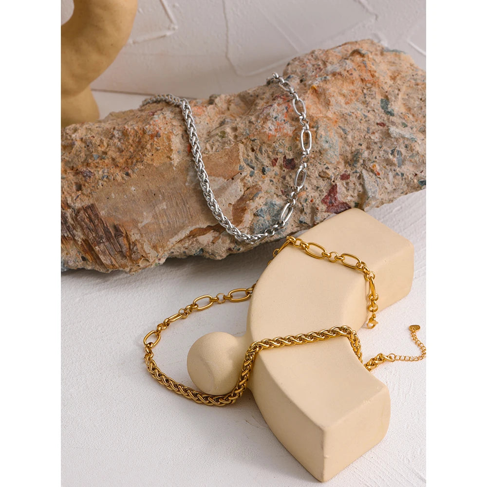 Yhpup 316L Colar de Corrente de Aço Inoxidável Declaração Dourado Brilhante Grosso Colar Chunky Colar athaneпочка на yahю ж misce presente novo