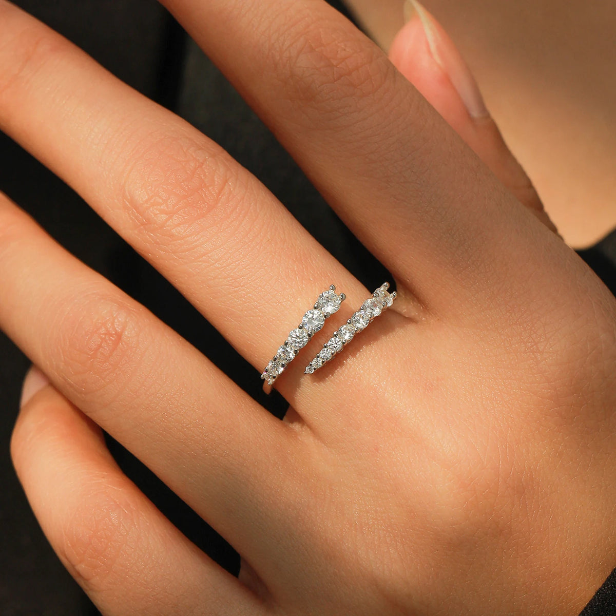 Ailmay luxo 925 prata esterlina brilhante redondo zircão anéis de abertura redimensionáveis para mulheres meninas acessórios festa de casamento jóias