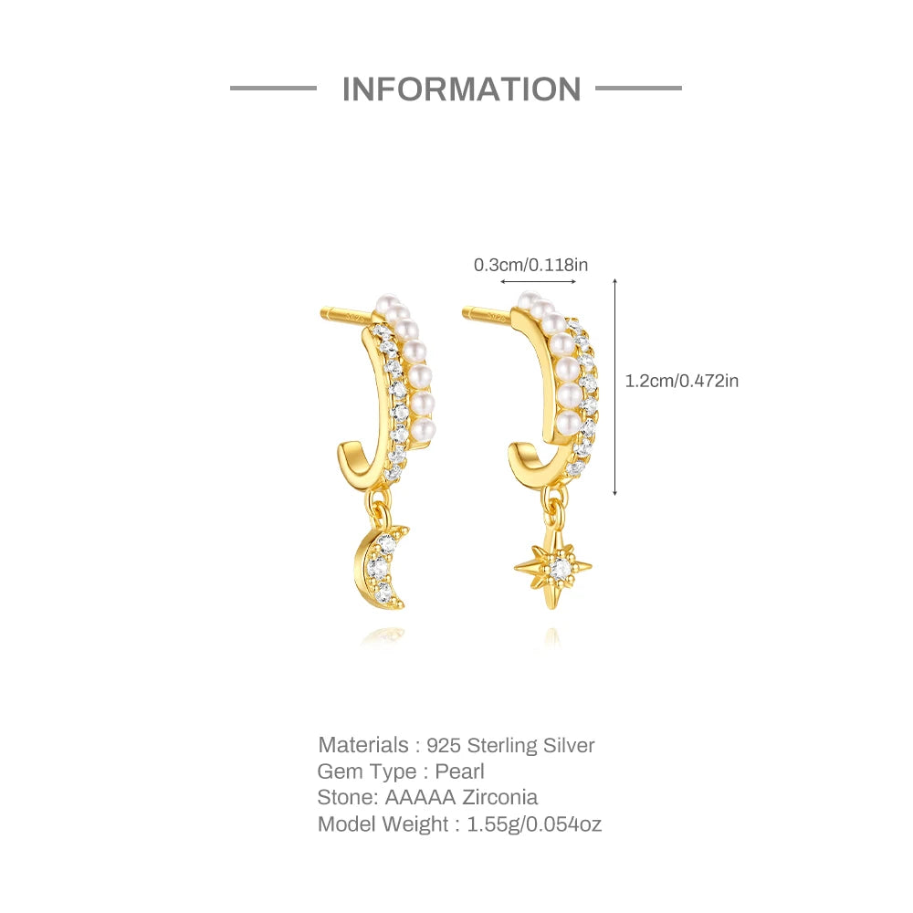 Brinco Estrela Lua Ouro 18k