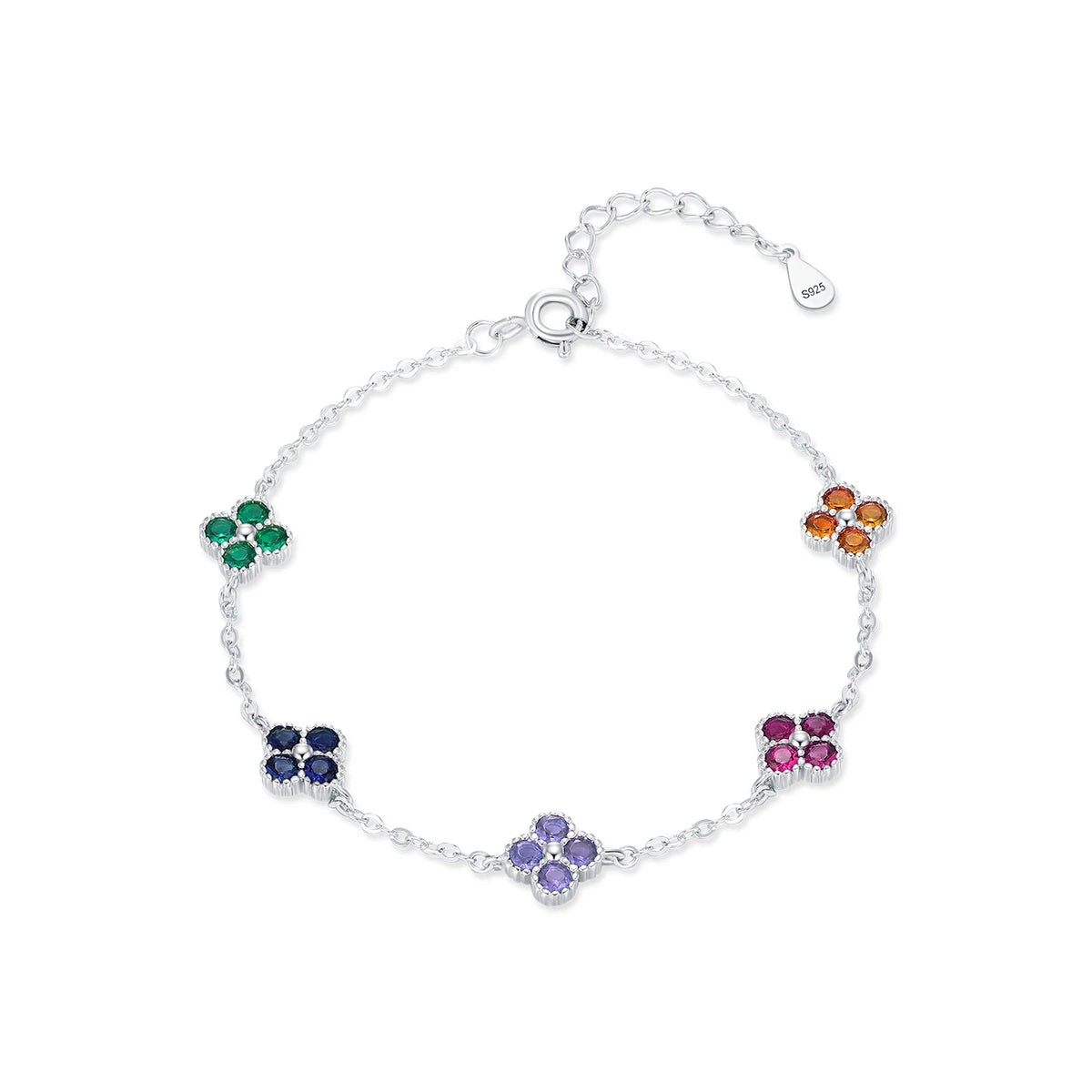 Pulseira Trevos Coloridos Prata 925