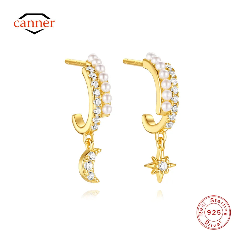 Brinco Estrela Lua Ouro 18k