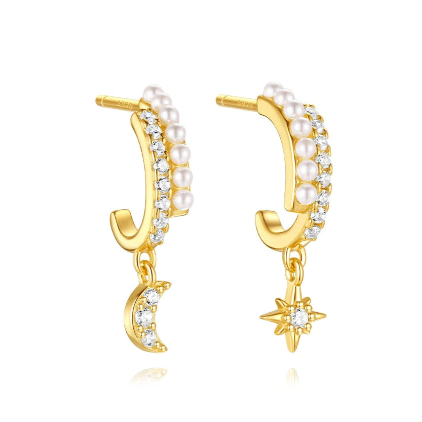 Brinco Sol e Lua Ouro 18k